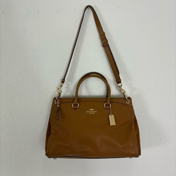 Coach Tan Leather Mia Large Satchel Purse - Picture 1 of 15